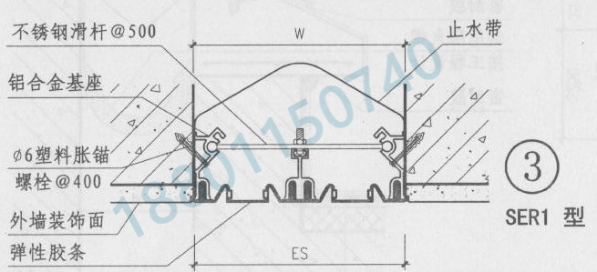橡膠嵌平外墻變形縫做法SER1